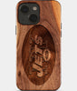 Eco-friendly New York Jets iPhone 15 Case - Carved Wood Custom New York Jets Gift For Him - Monogrammed Personalized iPhone 15 Cover By Engraved In Nature