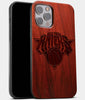 Best Wood New York Knicks iPhone 13 Pro Case | Custom NY Knicks Gift | Mahogany Wood Cover - Engraved In Nature