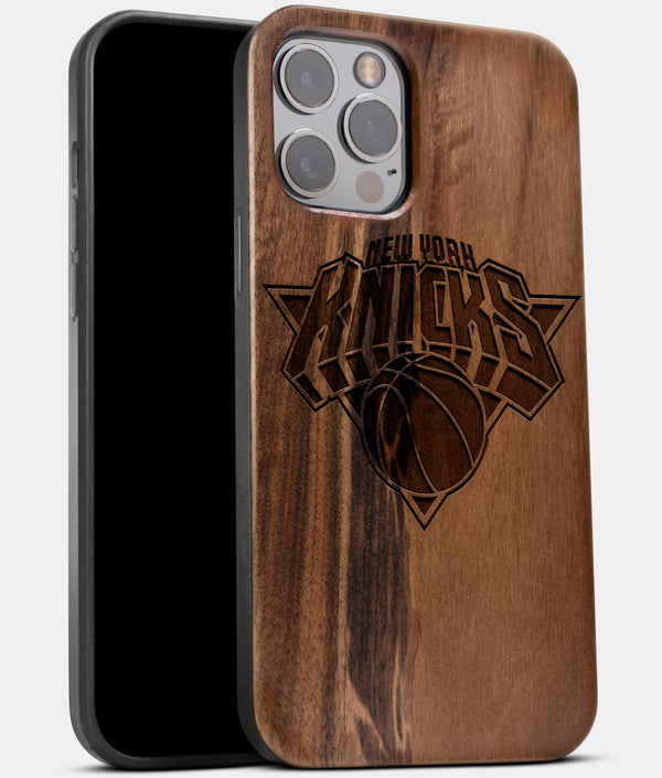 Best Wood New York Knicks iPhone 13 Pro Case | Custom NY Knicks Gift | Walnut Wood Cover - Engraved In Nature