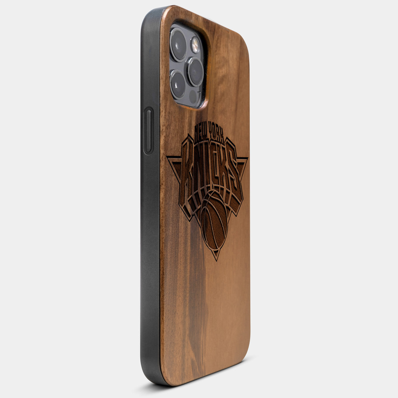 Best Wood New York Knicks iPhone 13 Pro Case | Custom NY Knicks Gift | Walnut Wood Cover - Engraved In Nature