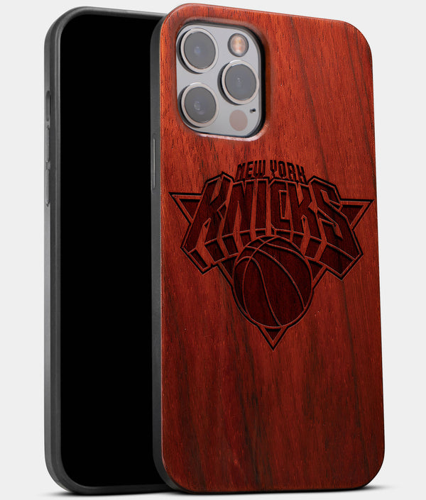 Best Wood New York Knicks iPhone 13 Pro Max Case | Custom NY Knicks Gift | Mahogany Wood Cover - Engraved In Nature