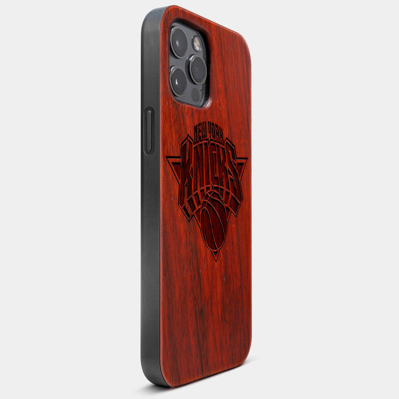 Best Wood New York Knicks iPhone 13 Pro Max Case | Custom NY Knicks Gift | Mahogany Wood Cover - Engraved In Nature