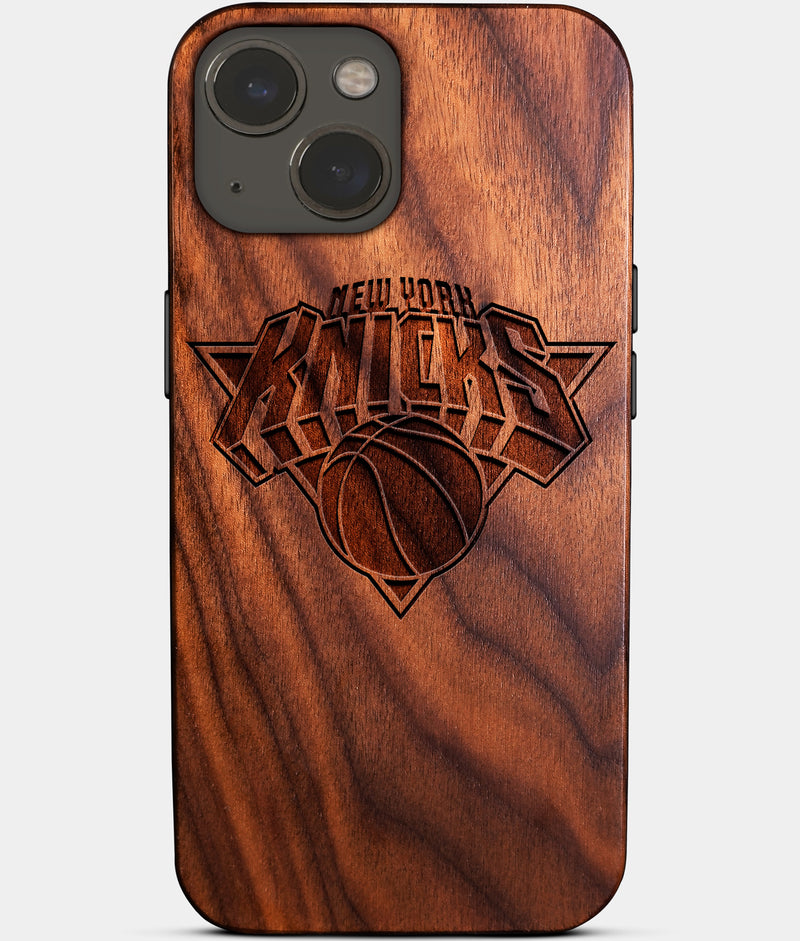 Eco-friendly New York Knicks iPhone 14 Case - Carved Wood Custom New York Knicks Gift For Him - Monogrammed Personalized iPhone 14 Cover By Engraved In Nature