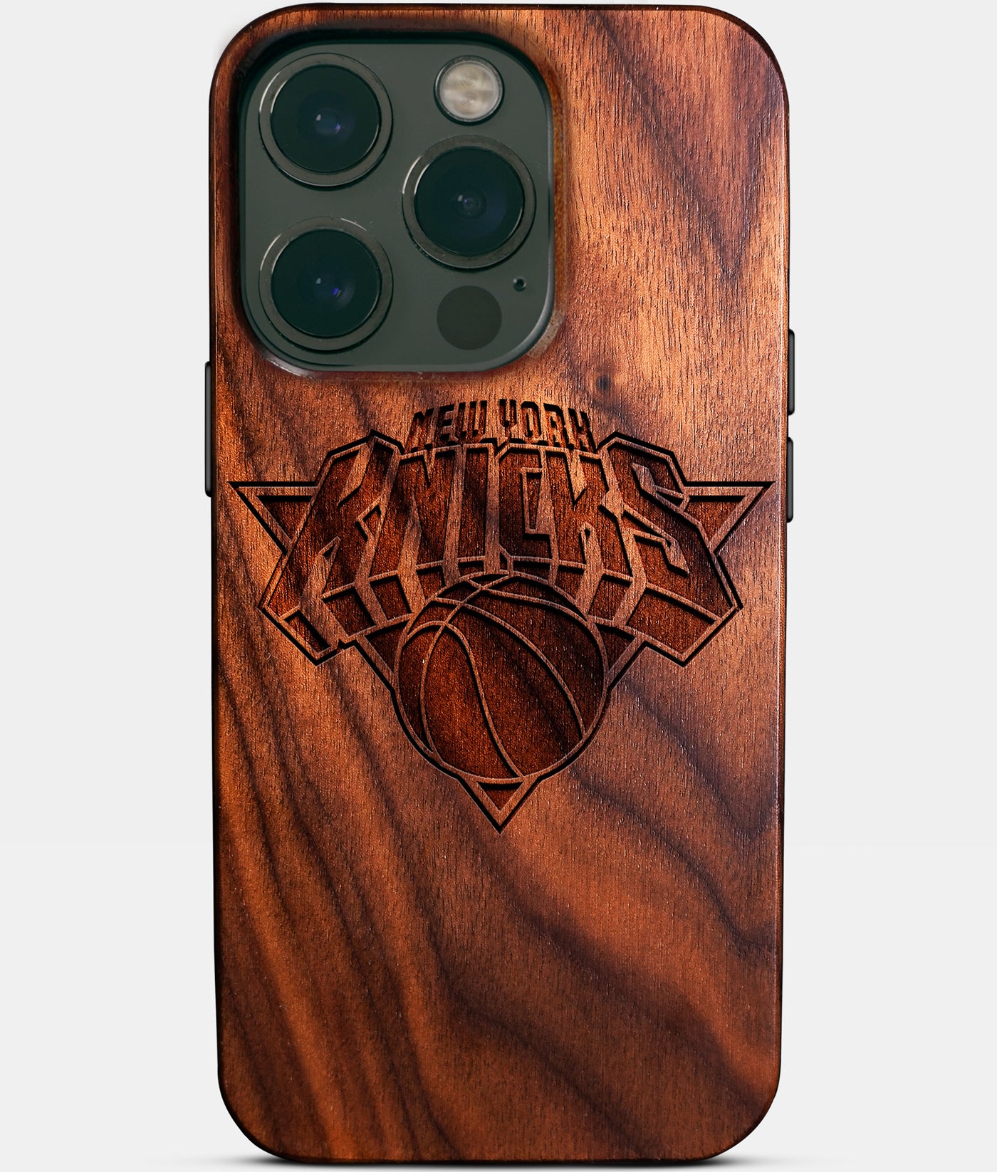 Eco-friendly New York Knicks iPhone 14 Pro Case - Carved Wood Custom New York Knicks Gift For Him - Monogrammed Personalized iPhone 14 Pro Cover By Engraved In Nature