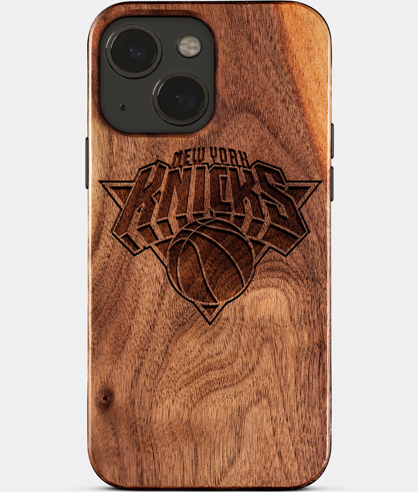 Eco-friendly New York Knicks iPhone 15 Case - Carved Wood Custom New York Knicks Gift For Him - Monogrammed Personalized iPhone 15 Cover By Engraved In Nature