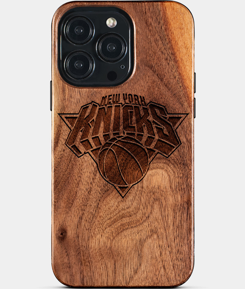 Eco-friendly New York Knicks iPhone 15 Pro Max Case - Carved Wood Custom New York Knicks Gift For Him - Monogrammed Personalized iPhone 15 Pro Max Cover By Engraved In Nature