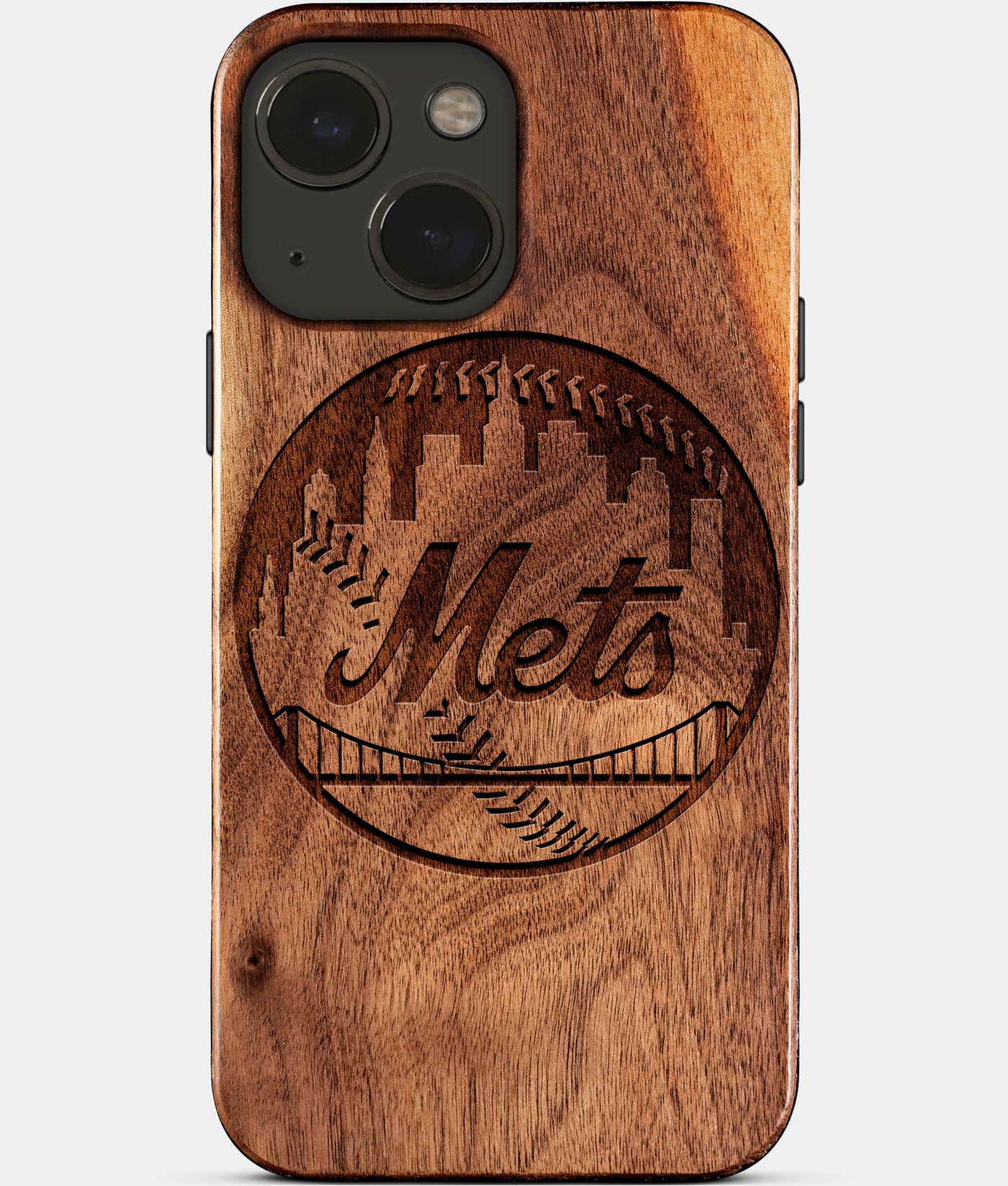 Eco-friendly New York Mets iPhone 15 Case - Carved Wood Custom New York Mets Gift For Him - Monogrammed Personalized iPhone 15 Cover By Engraved In Nature