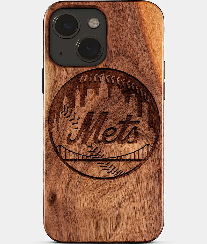 Eco-friendly New York Mets iPhone 15 Case - Carved Wood Custom New York Mets Gift For Him - Monogrammed Personalized iPhone 15 Cover By Engraved In Nature