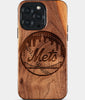 Eco-friendly New York Mets iPhone 15 Pro Max Case - Carved Wood Custom New York Mets Gift For Him - Monogrammed Personalized iPhone 15 Pro Max Cover By Engraved In Nature