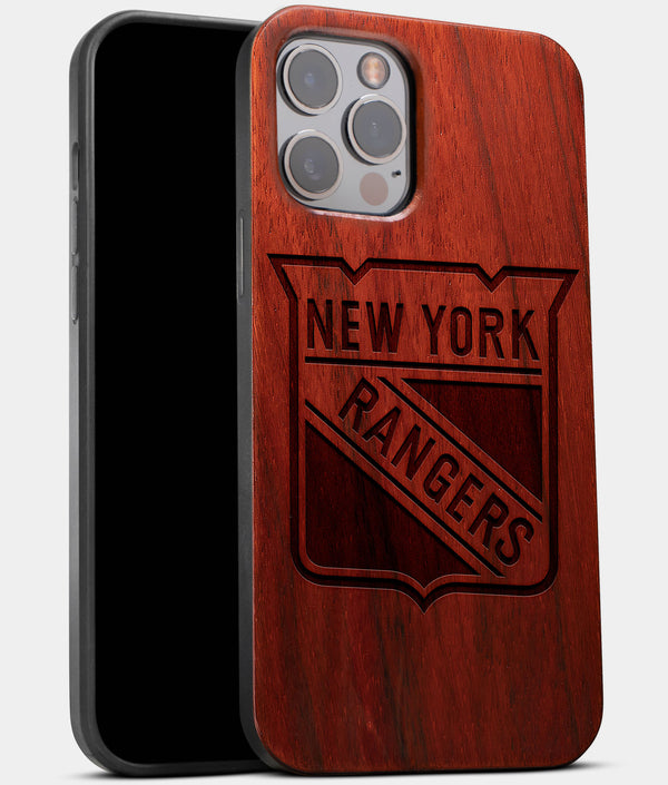 Best Wood New York Rangers iPhone 13 Pro Case | Custom NY Rangers Gift | Mahogany Wood Cover - Engraved In Nature