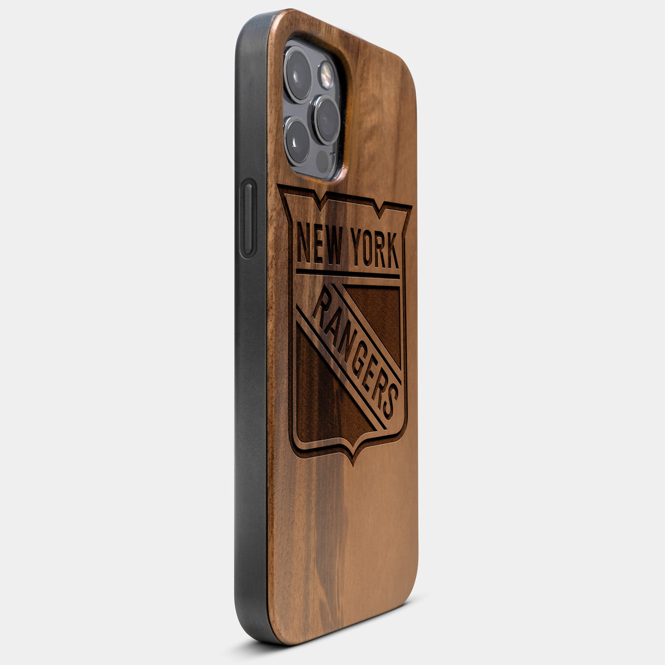 Best Wood New York Rangers iPhone 13 Pro Max Case | Custom NY Rangers Gift | Walnut Wood Cover - Engraved In Nature