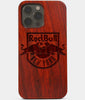 Carved Wood New York Red Bulls iPhone 13 Pro Max Case | Custom NY Red Bulls Gift, Birthday Gift | Personalized Mahogany Wood Cover, Gifts For Him, Monogrammed Gift For Fan | by Engraved In Nature