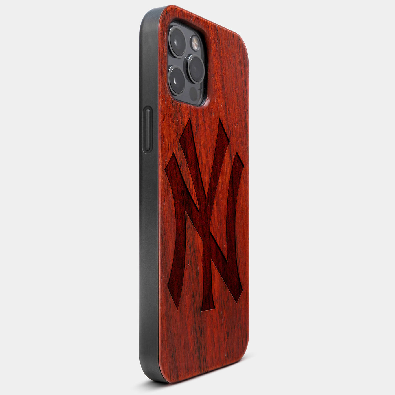 Best Wood New York Yankees iPhone 13 Pro Case | Custom NY Yankees Gift | Mahogany Wood Cover - Engraved In Nature