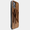 Best Wood New York Yankees iPhone 13 Pro Max Case | Classic Custom NY Yankees Gift | Walnut Wood Cover - Engraved In Nature