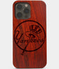 Carved Wood New York Yankees iPhone 13 Pro Max Case | CustomClassic NY Yankees Gift, Birthday Gift | Personalized Mahogany Wood Cover, Gifts For Him, Monogrammed Gift For Fan | by Engraved In Nature