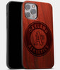 Best Wood Oakland Athletics iPhone 13 Pro Max Case | Custom Oakland Athletics Gift | Mahogany Wood Cover - Engraved In Nature