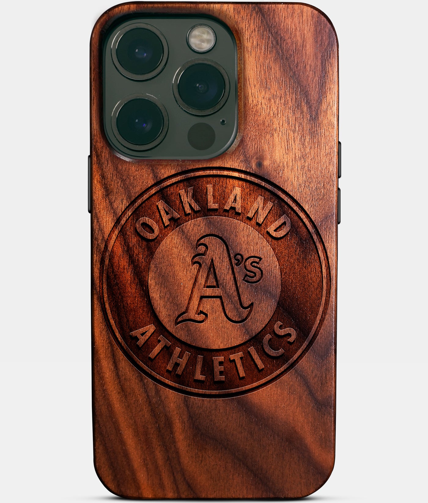 Eco-friendly Oakland Athletics iPhone 14 Pro Case - Carved Wood Custom Oakland Athletics Gift For Him - Monogrammed Personalized iPhone 14 Pro Cover By Engraved In Nature