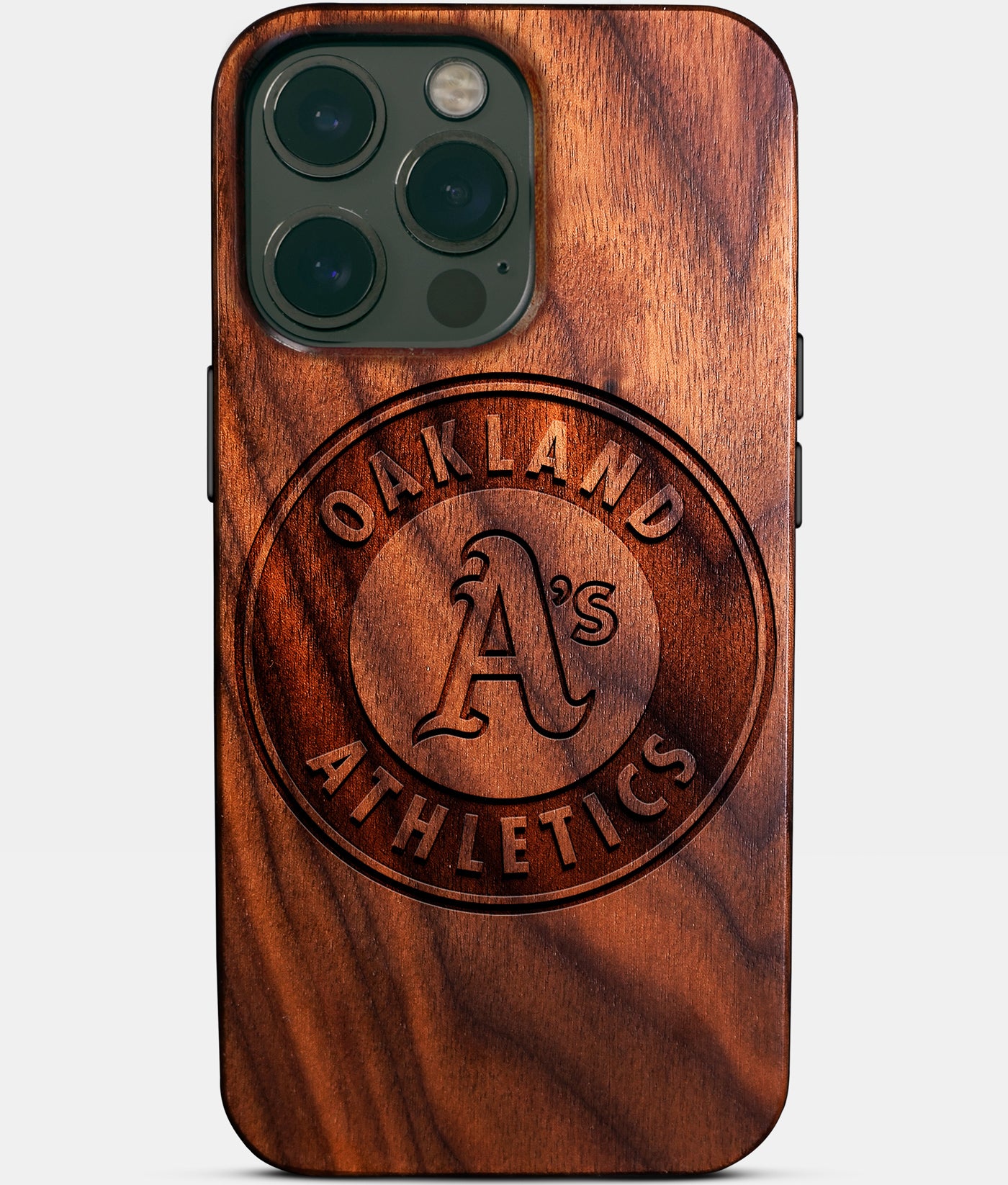 Eco-friendly Oakland Athletics iPhone 14 Pro Max Case - Carved Wood Custom Oakland Athletics Gift For Him - Monogrammed Personalized iPhone 14 Pro Max Cover By Engraved In Nature