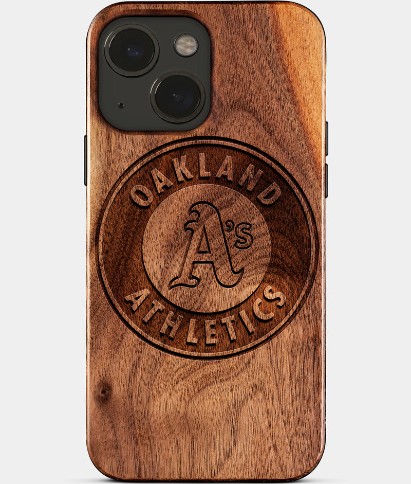 Eco-friendly Oakland Athletics iPhone 15 Case - Carved Wood Custom Oakland Athletics Gift For Him - Monogrammed Personalized iPhone 15 Cover By Engraved In Nature