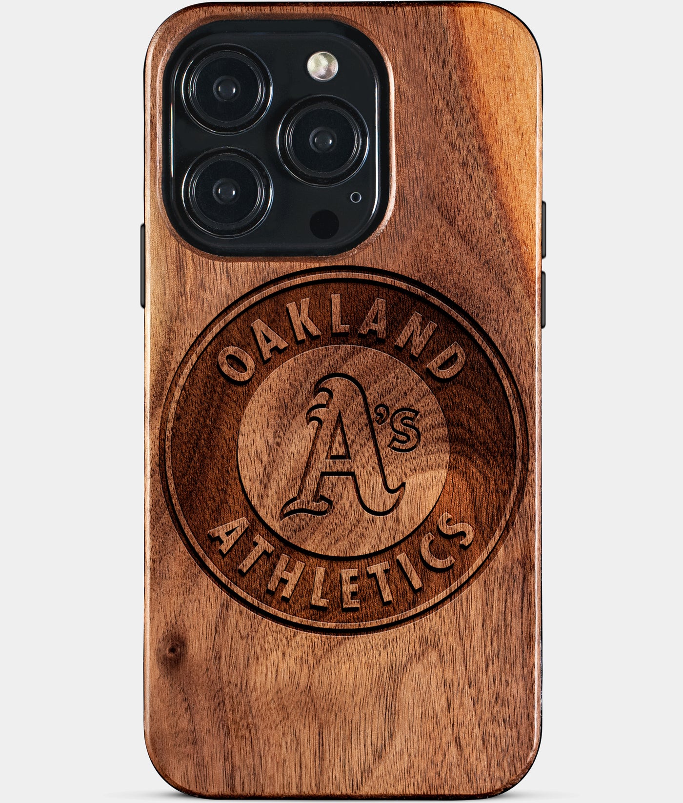 Eco-friendly Oakland Athletics iPhone 15 Pro Case - Carved Wood Custom Oakland Athletics Gift For Him - Monogrammed Personalized iPhone 15 Pro Cover By Engraved In Nature
