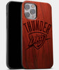 Best Wood OKC Thunder iPhone 13 Pro Max Case | Custom OKC Thunder Gift | Mahogany Wood Cover - Engraved In Nature