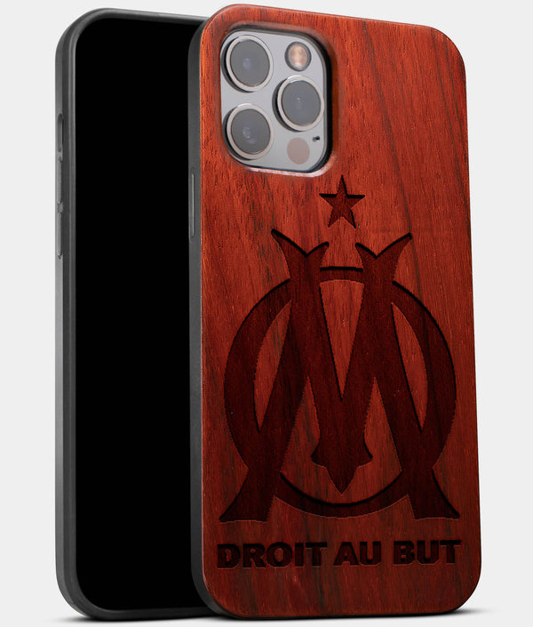 Best Wood Olympique de Marseille iPhone 13 Pro Max Case | Custom Olympique de Marseille Gift | Mahogany Wood Cover - Engraved In Nature