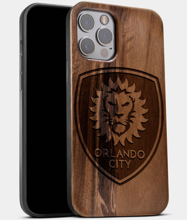 Best Wood Orlando City SC iPhone 13 Pro Case | Custom Orlando City SC Gift | Walnut Wood Cover - Engraved In Nature