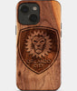 Eco-friendly Orlando City SC iPhone 15 Case - Carved Wood Custom Orlando City SC Gift For Him - Monogrammed Personalized iPhone 15 Cover By Engraved In Nature