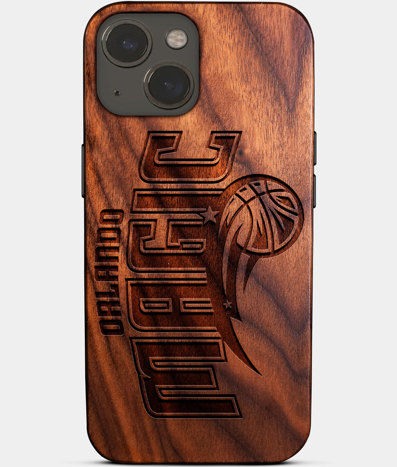 Eco-friendly Orlando Magic iPhone 14 Case - Carved Wood Custom Orlando Magic Gift For Him - Monogrammed Personalized iPhone 14 Cover By Engraved In Nature