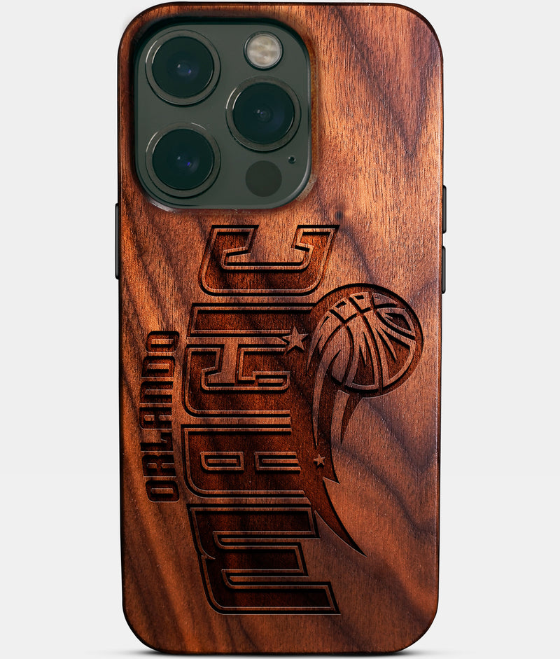 Eco-friendly Orlando Magic iPhone 14 Pro Case - Carved Wood Custom Orlando Magic Gift For Him - Monogrammed Personalized iPhone 14 Pro Cover By Engraved In Nature