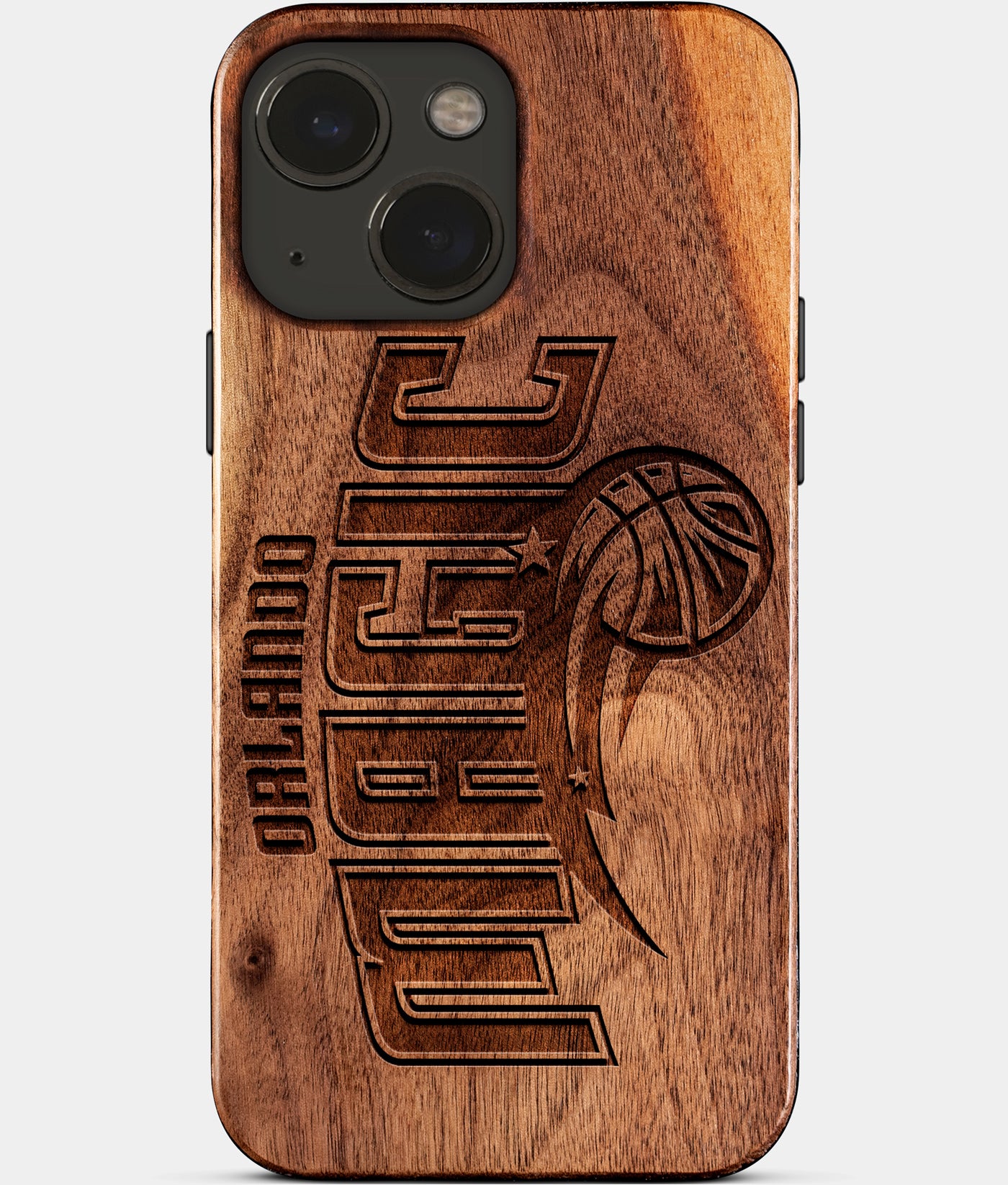Eco-friendly Orlando Magic iPhone 15 Case - Carved Wood Custom Orlando Magic Gift For Him - Monogrammed Personalized iPhone 15 Cover By Engraved In Nature