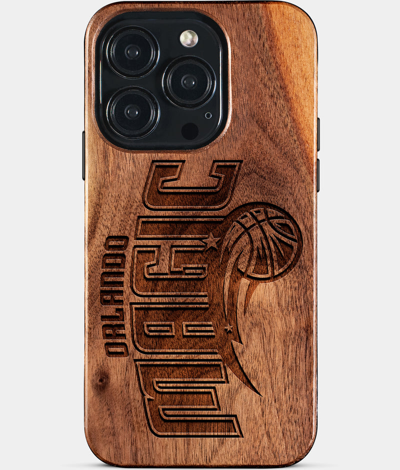 Eco-friendly Orlando Magic iPhone 15 Pro Case - Carved Wood Custom Orlando Magic Gift For Him - Monogrammed Personalized iPhone 15 Pro Cover By Engraved In Nature