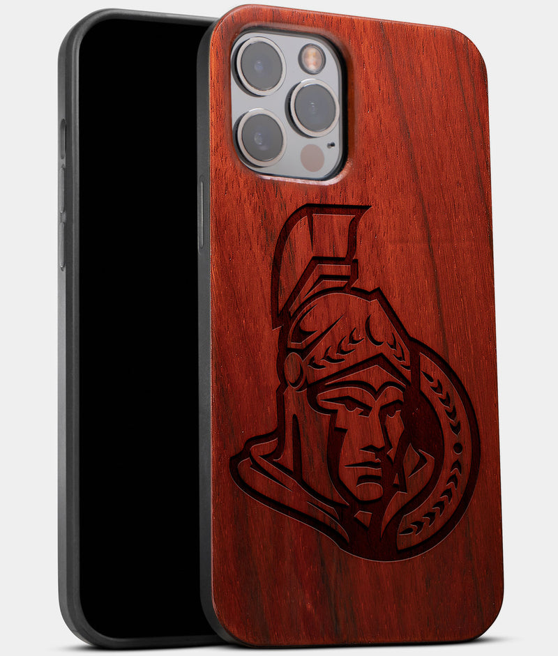 Best Wood Ottawa Senators iPhone 13 Pro Case | Custom Ottawa Senators Gift | Mahogany Wood Cover - Engraved In Nature