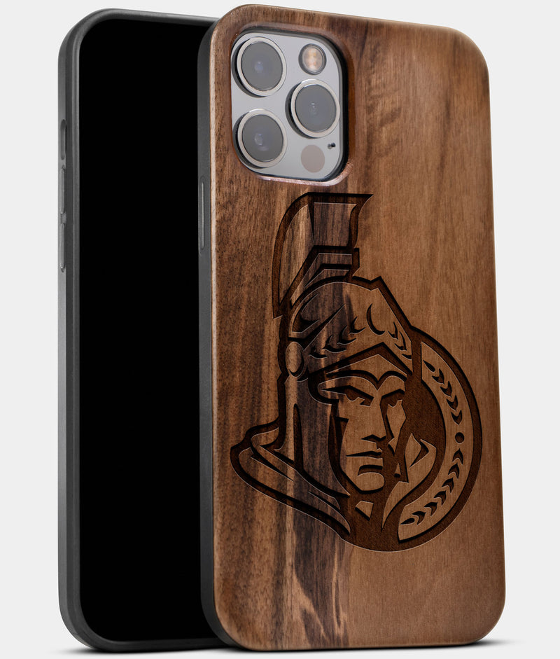 Best Wood Ottawa Senators iPhone 13 Pro Case | Custom Ottawa Senators Gift | Walnut Wood Cover - Engraved In Nature
