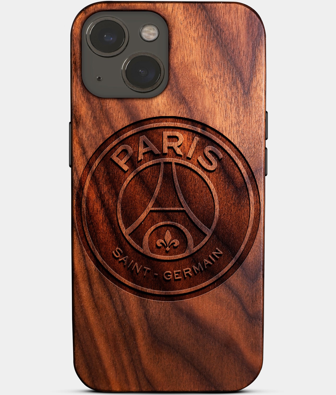 Eco-friendly Paris Saint Germain FC iPhone 14 Plus Case - Carved Wood Custom Paris Saint Germain FC Gift For Him - Monogrammed Personalized iPhone 14 Plus Cover By Engraved In Nature