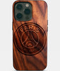 Eco-friendly Paris Saint Germain FC iPhone 14 Pro Max Case - Carved Wood Custom Paris Saint Germain FC Gift For Him - Monogrammed Personalized iPhone 14 Pro Max Cover By Engraved In Nature