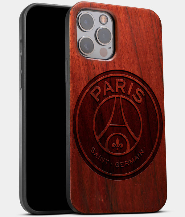 Best Wood Paris Saint Germain F.C. iPhone 13 Pro Case | Custom Paris Saint Germain F.C. Gift | Mahogany Wood Cover - Engraved In Nature