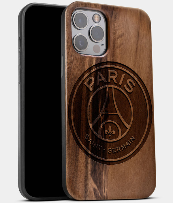 Best Wood Paris Saint Germain F.C. iPhone 13 Pro Case | Custom Paris Saint Germain F.C. Gift | Walnut Wood Cover - Engraved In Nature