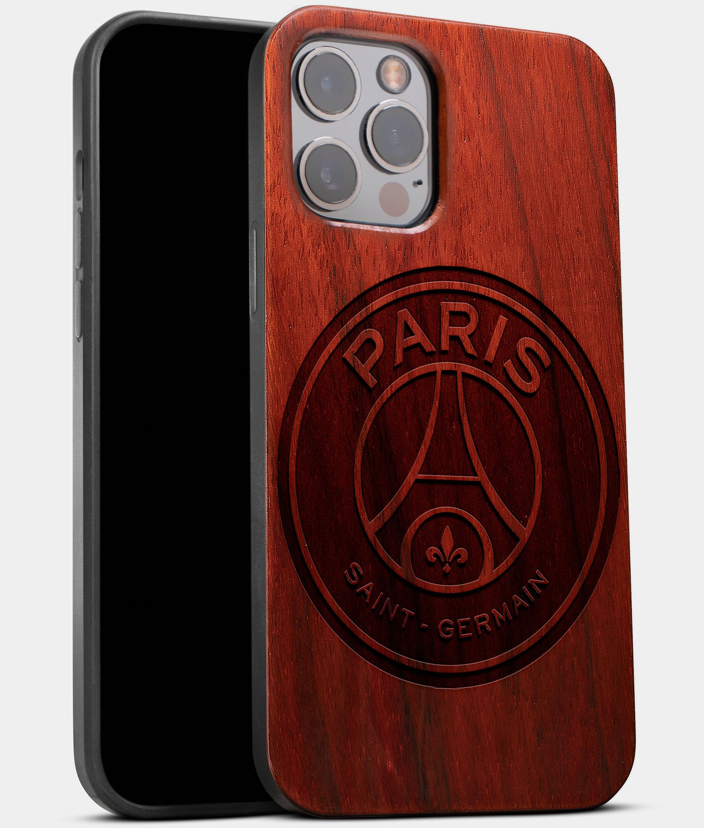 Best Wood Paris Saint Germain F.C. iPhone 13 Pro Max Case | Custom Paris Saint Germain F.C. Gift | Mahogany Wood Cover - Engraved In Nature
