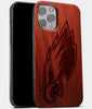 Best Wood Philadelphia Eagles iPhone 13 Pro Case | Custom Philadelphia Eagles Gift | Mahogany Wood Cover - Engraved In Nature