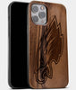 Best Wood Philadelphia Eagles iPhone 13 Pro Case | Custom Philadelphia Eagles Gift | Walnut Wood Cover - Engraved In Nature