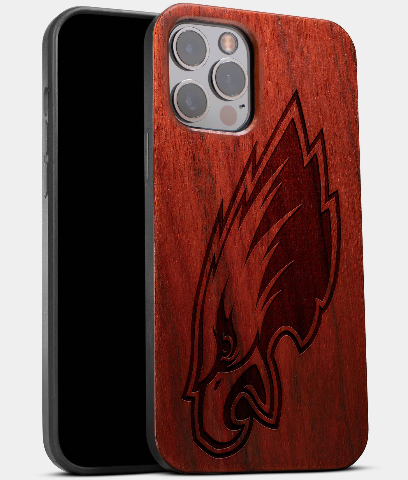 Best Wood Philadelphia Eagles iPhone 13 Pro Max Case | Custom Philadelphia Eagles Gift | Mahogany Wood Cover - Engraved In Nature