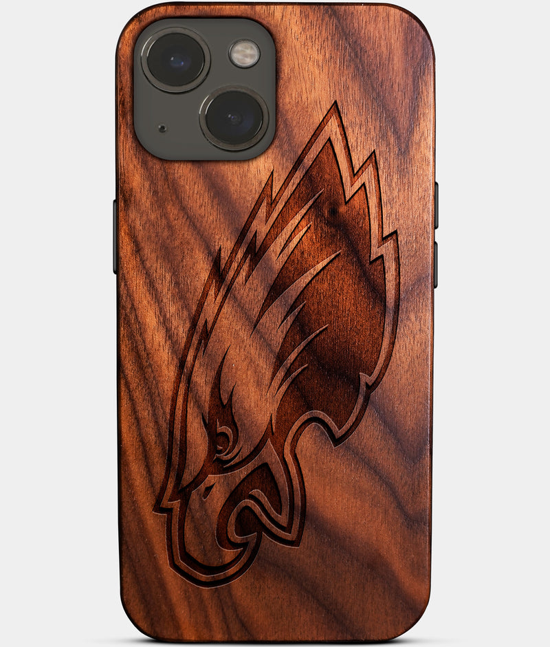 Eco-friendly Philadelphia Eagles iPhone 14 Case - Carved Wood Custom Philadelphia Eagles Gift For Him - Monogrammed Personalized iPhone 14 Cover By Engraved In Nature