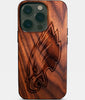 Eco-friendly Philadelphia Eagles iPhone 14 Pro Case - Carved Wood Custom Philadelphia Eagles Gift For Him - Monogrammed Personalized iPhone 14 Pro Cover By Engraved In Nature