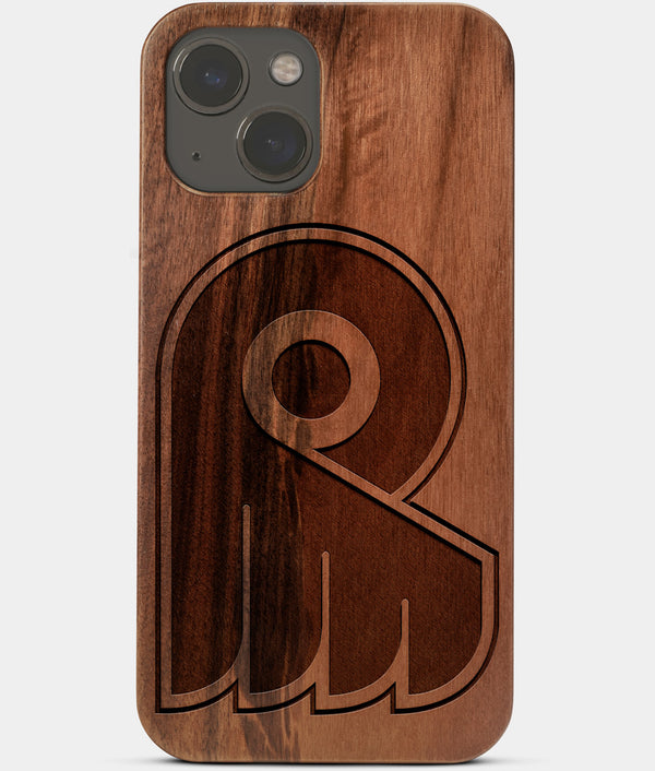 Carved Wood Philadelphia Flyers iPhone 13 Case | Custom Philadelphia Flyers Gift, Birthday Gift | Personalized Mahogany Wood Cover, Gifts For Him, Monogrammed Gift For Fan | by Engraved In Nature