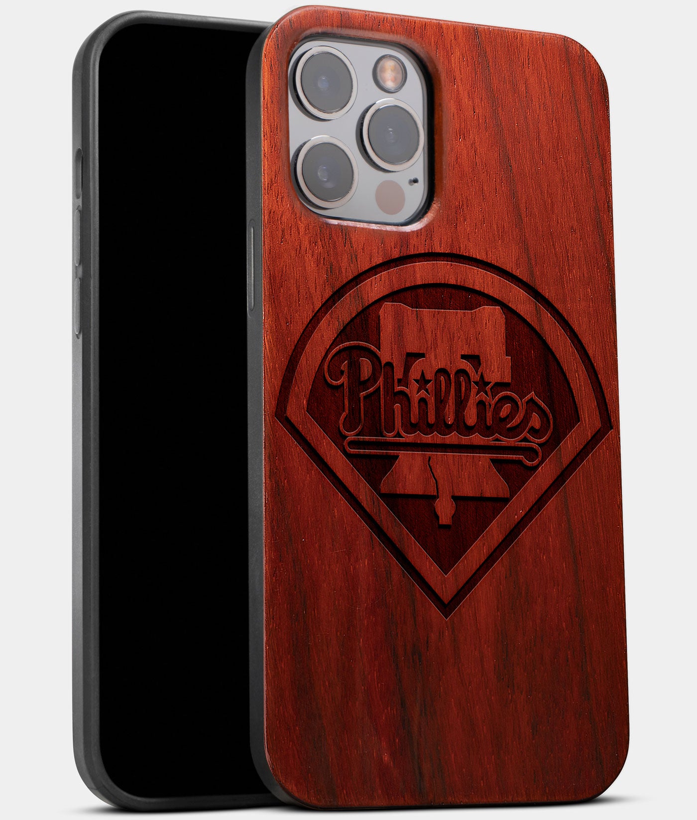 Best Wood Philadelphia Phillies iPhone 13 Pro Case | Custom Philadelphia Phillies Gift | Mahogany Wood Cover - Engraved In Nature