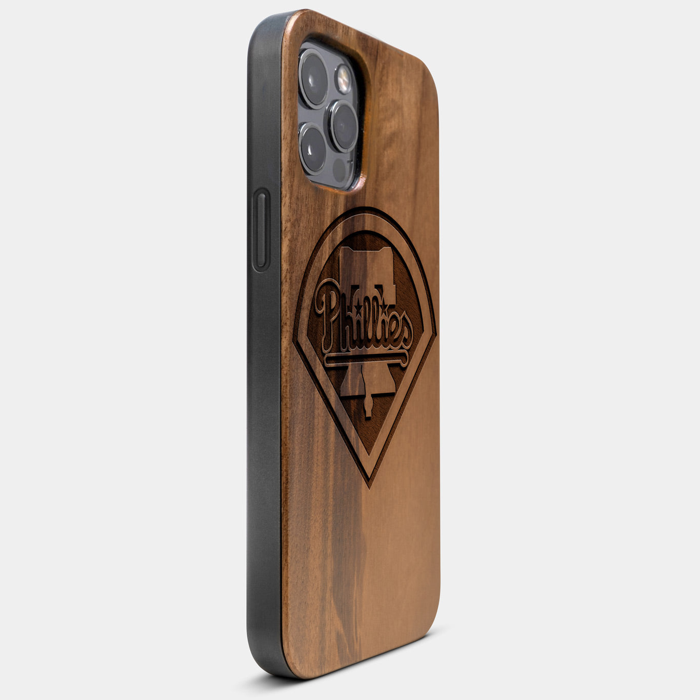 Best Wood Philadelphia Phillies iPhone 13 Pro Case | Custom Philadelphia Phillies Gift | Walnut Wood Cover - Engraved In Nature