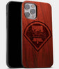 Best Wood Philadelphia Phillies iPhone 13 Pro Max Case | Custom Philadelphia Phillies Gift | Mahogany Wood Cover - Engraved In Nature