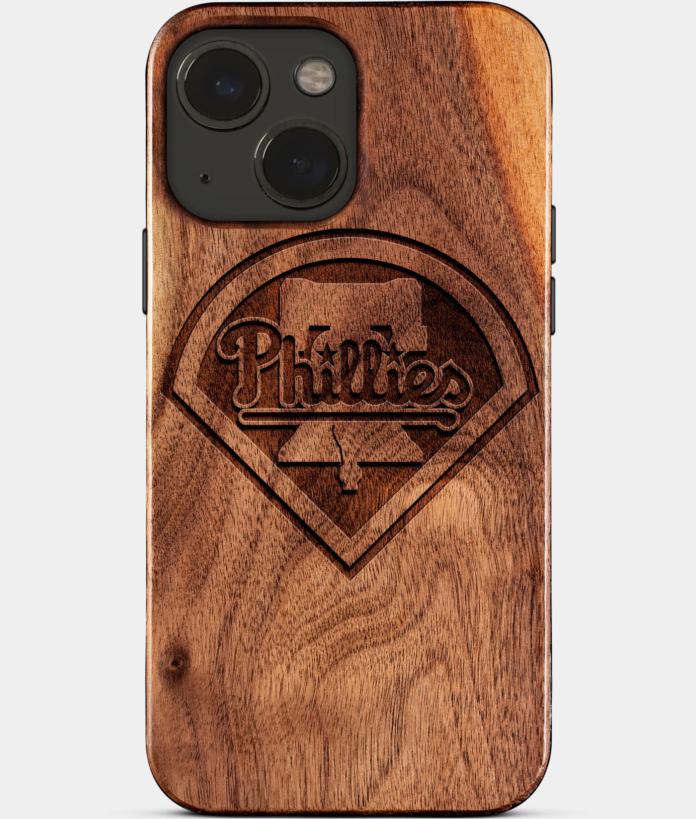 Eco-friendly Philadelphia Phillies iPhone 15 Case - Carved Wood Custom Philadelphia Phillies Gift For Him - Monogrammed Personalized iPhone 15 Cover By Engraved In Nature