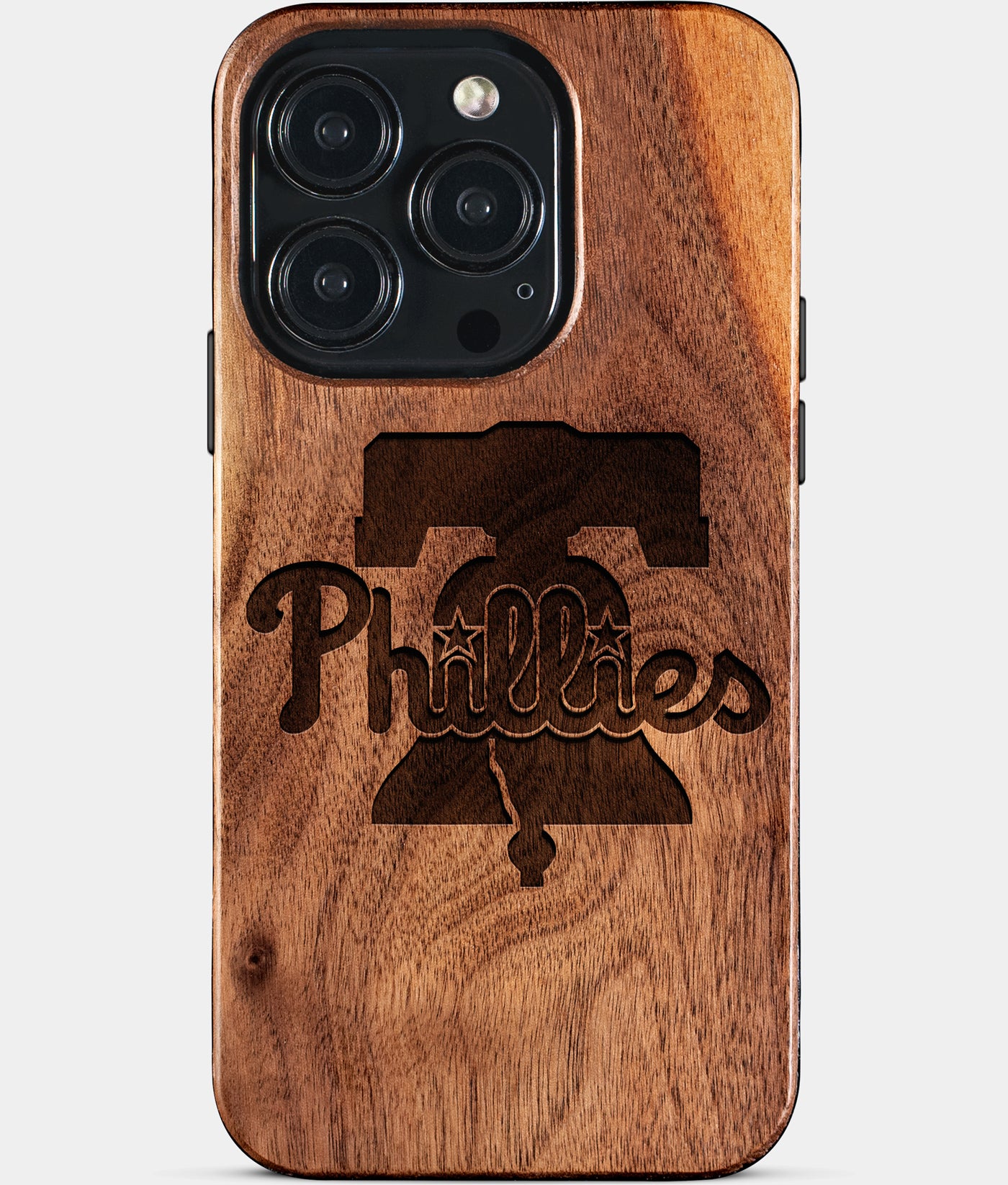 Eco-friendly Philadelphia Phillies iPhone 15 Pro Case - Carved Wood Custom Philadelphia Phillies Gift For Him - Monogrammed Personalized iPhone 15 Pro Cover By Engraved In Nature
